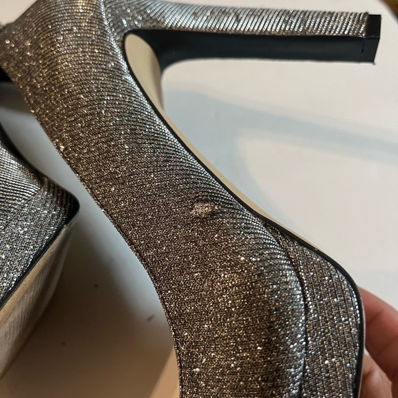 Michael Michael Kors Silver Glitter Heels Sz 7.5 Women’s Designer Heels - Picture 11 of 12